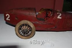 Very Rare! CIJ ALFA ROMEO P2 LARGE TINPLATE RACING CAR C. 1925 RESTORE PROJECT