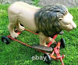 Very Rare Vintage 1950s Triang Lines Bros Pull along Lion walker- Pedal Car Leo