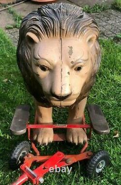 Very Rare Vintage 1950s Triang Lines Bros Pull along Lion walker- Pedal Car Leo