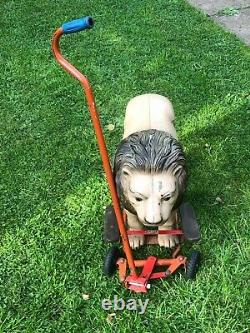 Very Rare Vintage 1950s Triang Lines Bros Pull along Lion walker- Pedal Car Leo