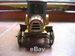 Very rare 1900s ANTIQUE ZETT LIMOUSINE GERMANY TINPLATE CAR TIN TOY wind up