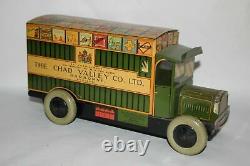 Very rare CHAD VALLEY BISCUIT DELIVERY VAN TRUCK Wind Up Tin Litho Toy Car