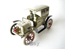 Very rare Günthermann tin clockwork town car candy container Germany 1905