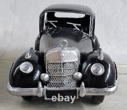 Vintage 1/12 Diecast Black and Silver Scale Model Vintage Car Sculpture