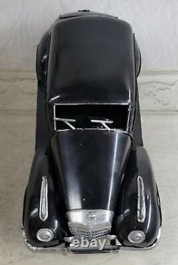 Vintage 1/12 Diecast Black and Silver Scale Model Vintage Car Sculpture