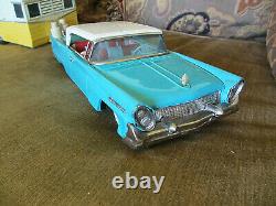 Vintage 11.5 Bandai Japan 1958 Lincoln Continental Mark 3 Tin Friction Toy Car