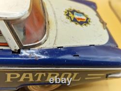 Vintage 11 Made in Japan Tin Highway Patrol Police Car Friction Toy 28cm IK-60