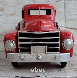 Vintage 12 Red Trucks Handmade Metal Old Car Model Red Pickup Truck Deal Decor