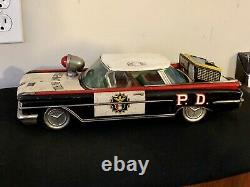 Vintage 13 Highway Patrol Tin Friction Car Oldsmobile Speed Meter Ichiko Japan