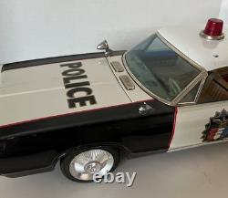 Vintage 16 Asakusa Mercury Cougar Highway Patrol Police Tin Car Toy Rare Japan