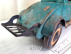 Vintage 1920s Schieble Dayton 17 Pressed Steel Tin Toy Car with Rear Luggage Rack