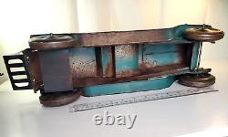 Vintage 1920s Schieble Dayton 17 Pressed Steel Tin Toy Car with Rear Luggage Rack