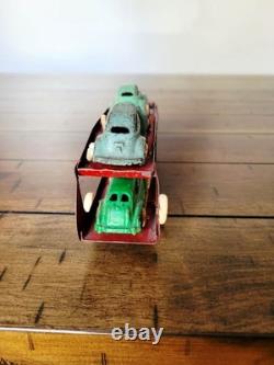 Vintage 1930's Arcade Cast Iron Car Carrier / Hauler Truck with 4 Cars