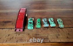 Vintage 1930's Arcade Cast Iron Car Carrier / Hauler Truck with 4 Cars