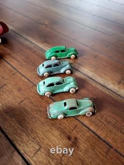 Vintage 1930's Arcade Cast Iron Car Carrier / Hauler Truck with 4 Cars