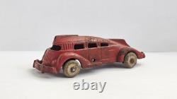 Vintage 1930's Hubley Futuristic Rocket Streamline Bus Red Vtg Rubber Wheels