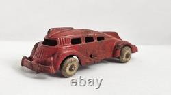 Vintage 1930's Hubley Futuristic Rocket Streamline Bus Red Vtg Rubber Wheels