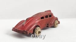 Vintage 1930's Hubley Futuristic Rocket Streamline Bus Red Vtg Rubber Wheels