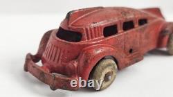 Vintage 1930's Hubley Futuristic Rocket Streamline Bus Red Vtg Rubber Wheels
