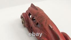 Vintage 1930's Hubley Futuristic Rocket Streamline Bus Red Vtg Rubber Wheels