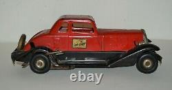 Vintage 1930s Hoge Fire Chief Pressed Steel Wind Up Car