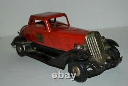 Vintage 1930s Hoge Fire Chief Pressed Steel Wind Up Car