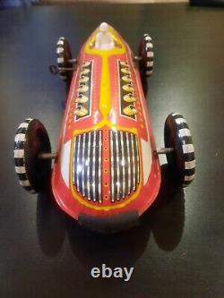 Vintage 1930s MARX Tin Toy Race Car with Windup Key and Original Driver