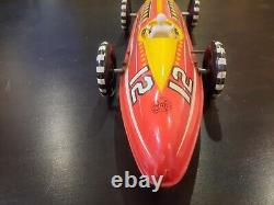 Vintage 1930s MARX Tin Toy Race Car with Windup Key and Original Driver