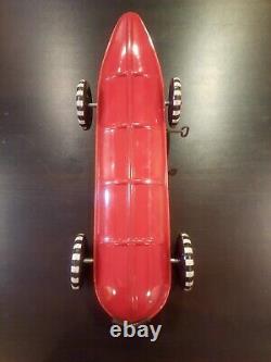 Vintage 1930s MARX Tin Toy Race Car with Windup Key and Original Driver