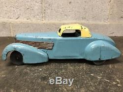 Vintage 1930s WYANDOTTE Pressed Steel Car & Camper Trailer Toy Coupe Convertible