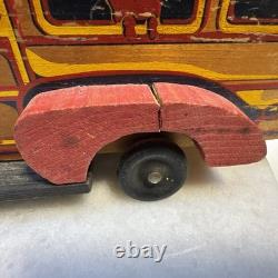 Vintage 1940s Cass Toys 18 Wood Station Wagon Car with Family Dog Artwork