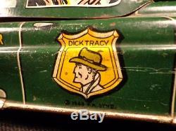 Vintage 1949 DICK TRACY POLICE SQUAD CAR NO. 1 WIND UP TIN TOY MARX GREAT COLOR