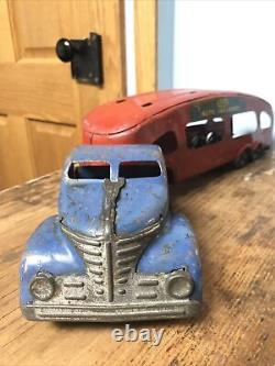 Vintage 1950'S MARX TOYS DELUXE AUTO TRANSPORT Pressed Steel Toy TRUCK