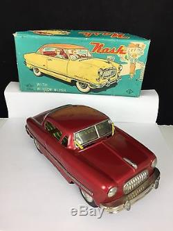 Vintage 1950 Tin Litho Nash Rambler Toy Car Friction Wiper Original Box Mint