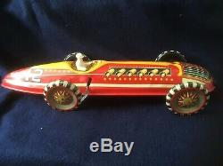 Vintage 1950's MARX #12 Indy Race car Tin Litho Wind up toy working