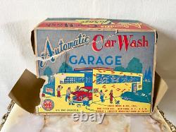 Vintage 1950's Marx Minit Car Wash Tin Litho Toy With Original Box (Incomplete)