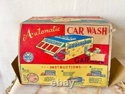 Vintage 1950's Marx Minit Car Wash Tin Litho Toy With Original Box (Incomplete)