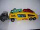 Vintage 1950's STRUCTO Toys Auto Transport Metal Hauler w Four Cars NICE FIND