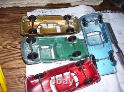 Vintage 1950's STRUCTO Toys Auto Transport Metal Hauler w Four Cars NICE FIND