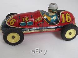 Vintage 1950's Tin Friction ALPS (Japan) SPEED KING #16 Race Car Exc