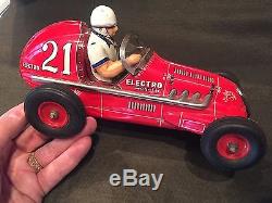Vintage 1950's Yonezawa Tin Race Car Electro Special Toy Racer #21 Red RARE