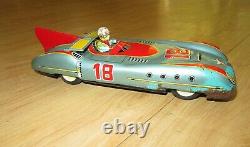 Vintage 1950s ASC Litho Tin Toy Friction Race Car with driver Japan #18