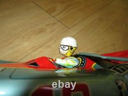 Vintage 1950s ASC Litho Tin Toy Friction Race Car with driver Japan #18
