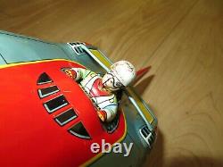 Vintage 1950s ASC Litho Tin Toy Friction Race Car with driver Japan #18