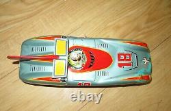 Vintage 1950s ASC Litho Tin Toy Friction Race Car with driver Japan #18