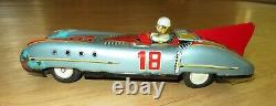 Vintage 1950s ASC Litho Tin Toy Friction Race Car with driver Japan #18