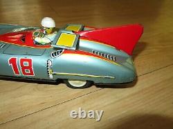 Vintage 1950s ASC Litho Tin Toy Friction Race Car with driver Japan #18