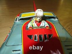 Vintage 1950s ASC Litho Tin Toy Friction Race Car with driver Japan #18