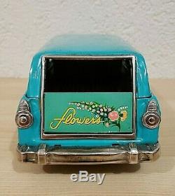 Vintage 1950s FORD Flower Delivery Ranch Wagon & Box 12 Bandai Tin Car Japan