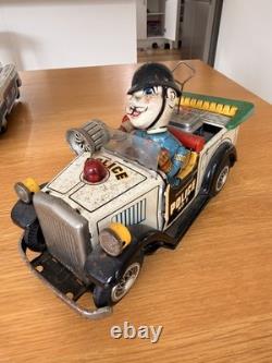 Vintage 1950s Nomura Police Car No. 5 Battery Tin Toy. Made in Japan